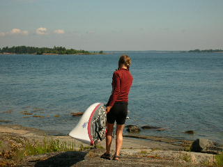 Det dagliga kajakbrandet morgon och kvll